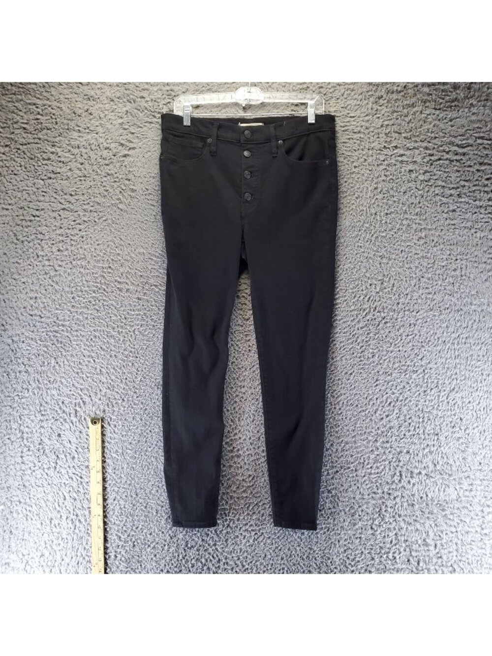 Madewell Jeans Womens 30 Black 9" Mid-Rise Skinny Cotton Blend Button Fly